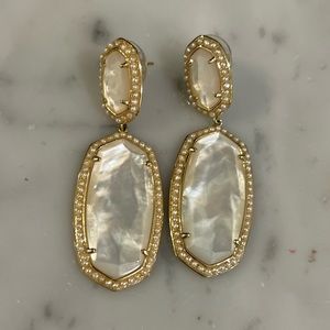 Kendra Scott gold and white drop earrings